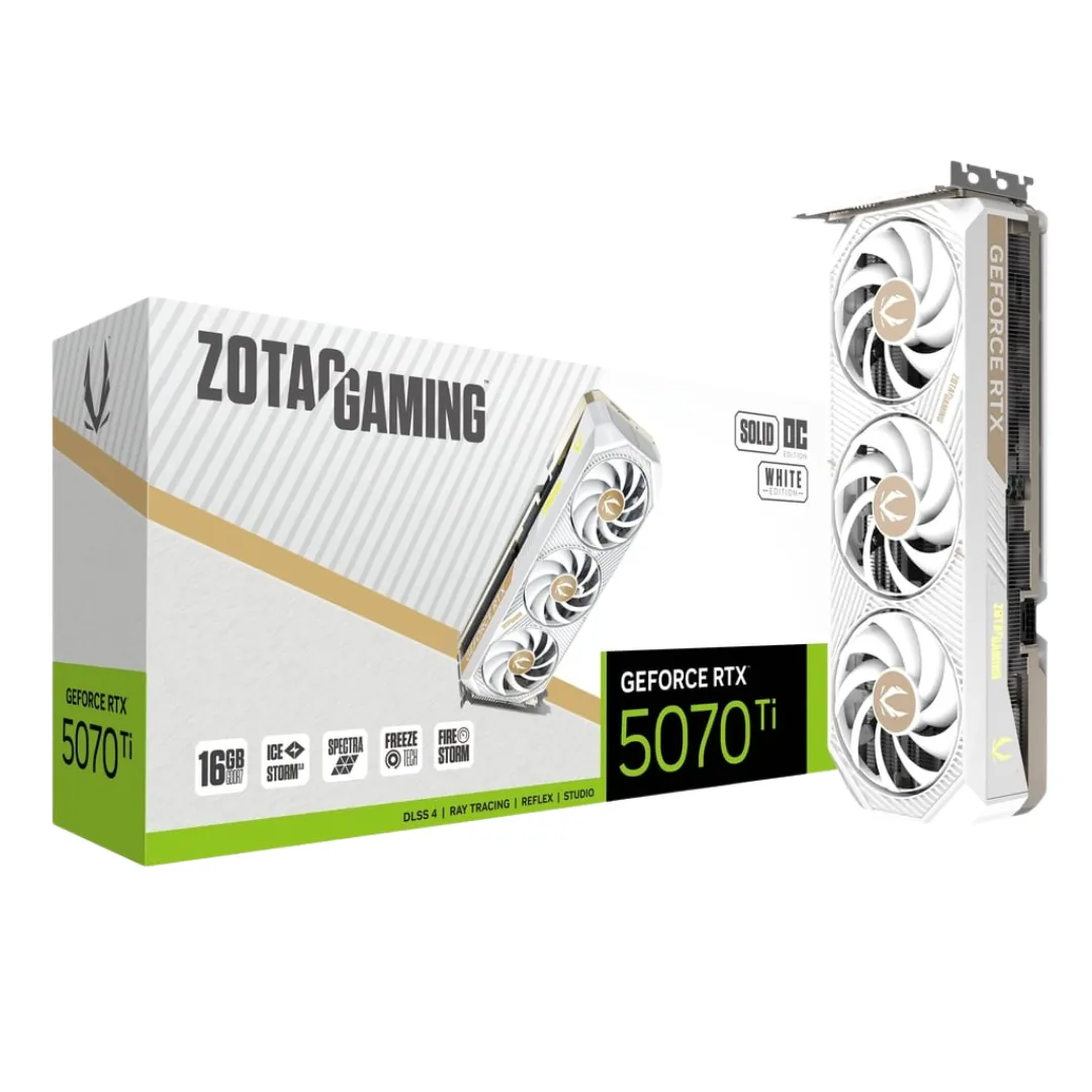 Placa De Video Zotac Gaming Geforce Rtx 5070 Ti Solid Core 16gb Oc White