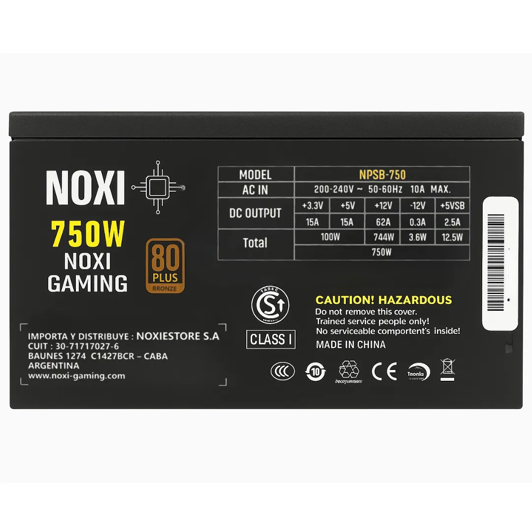 Fuente Noxi Gaming 750w Bronze