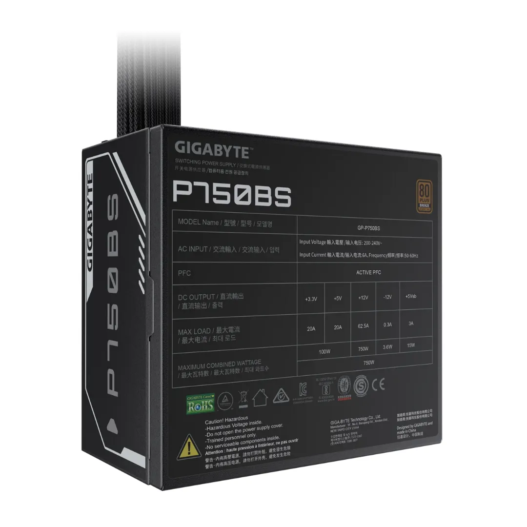 Fuente Gigabyte 750w P750bs 80 Plus Bronze
