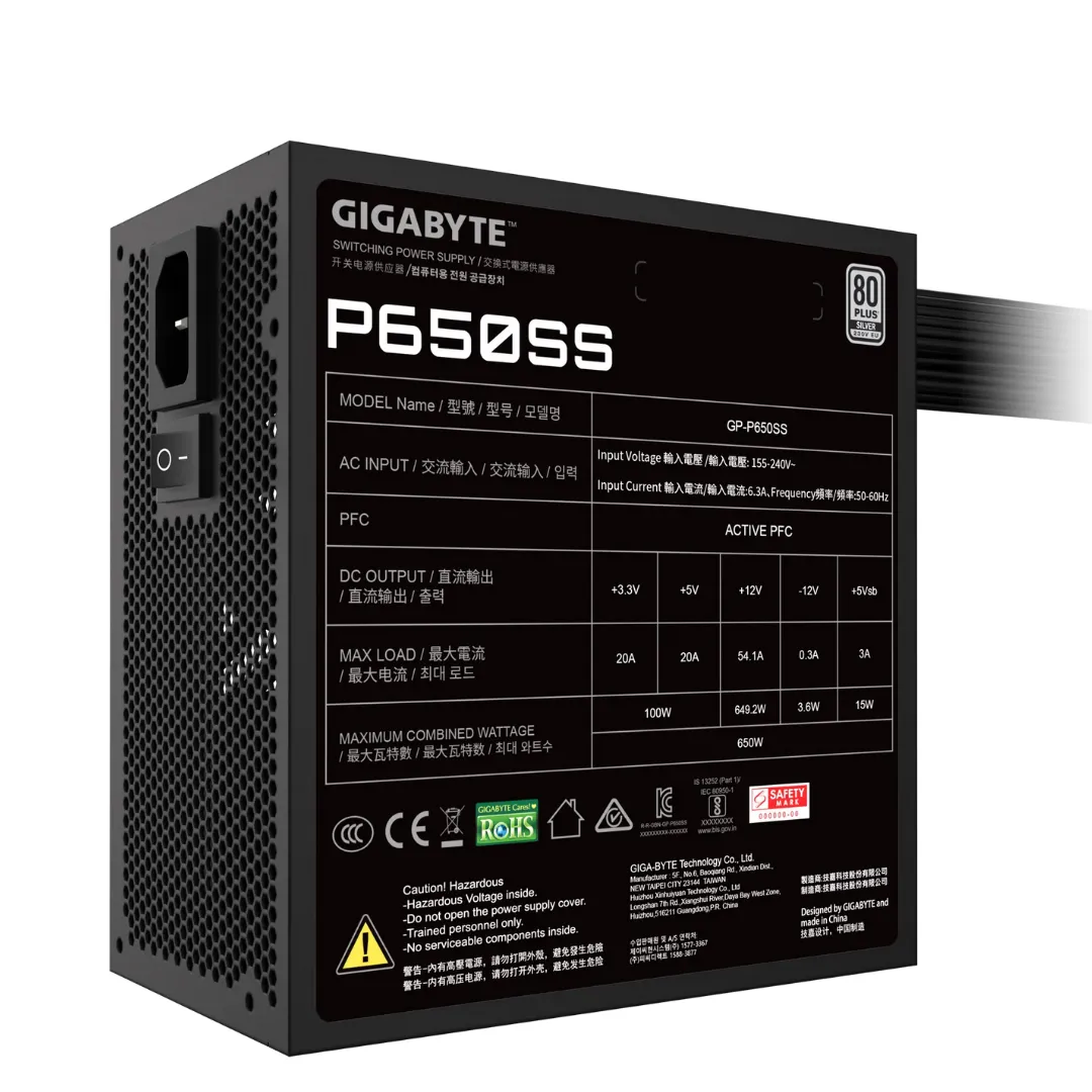 Fuente Gigabyte 650w P650ss 80 Plus Silver