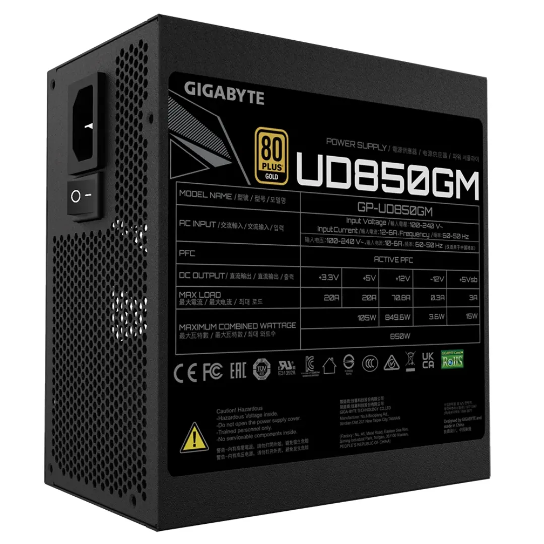Fuente Gigabyte 850w Ud850gm 80 Plus Gold Full Modular