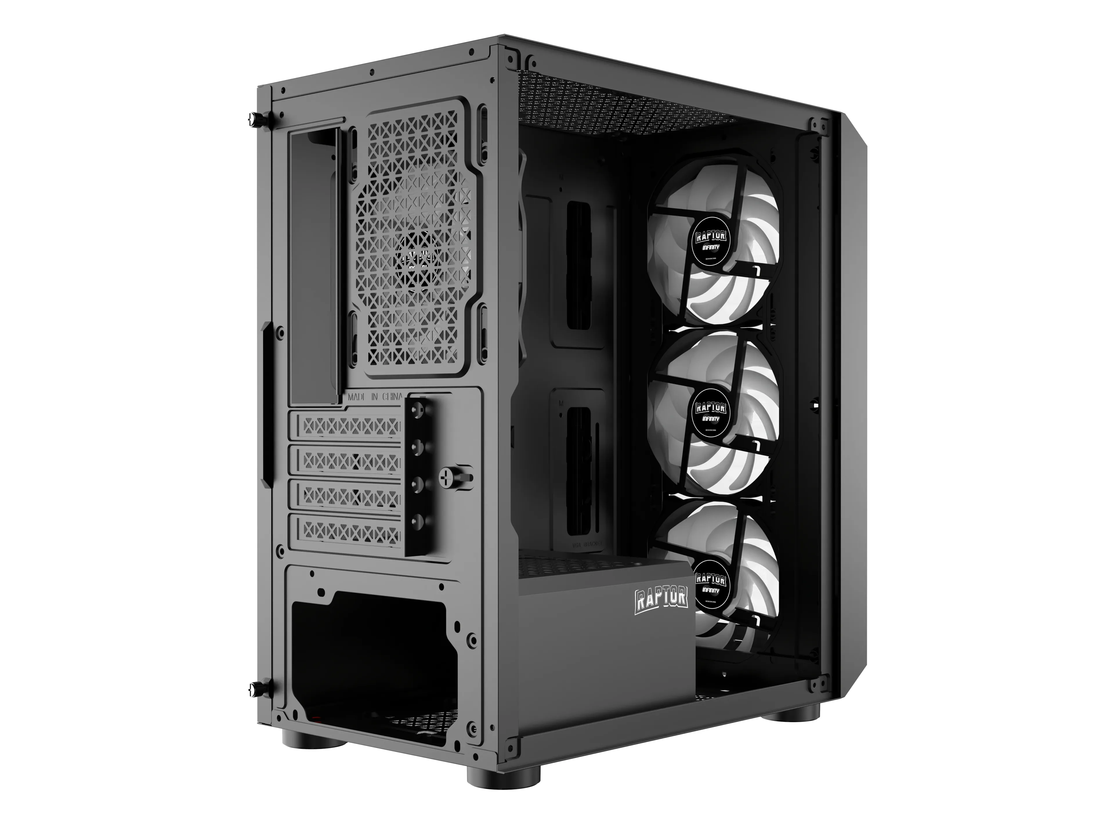 Gabinete Raptor Infinity Glass Tg X2 Mid-tower Rgb Fan X4
