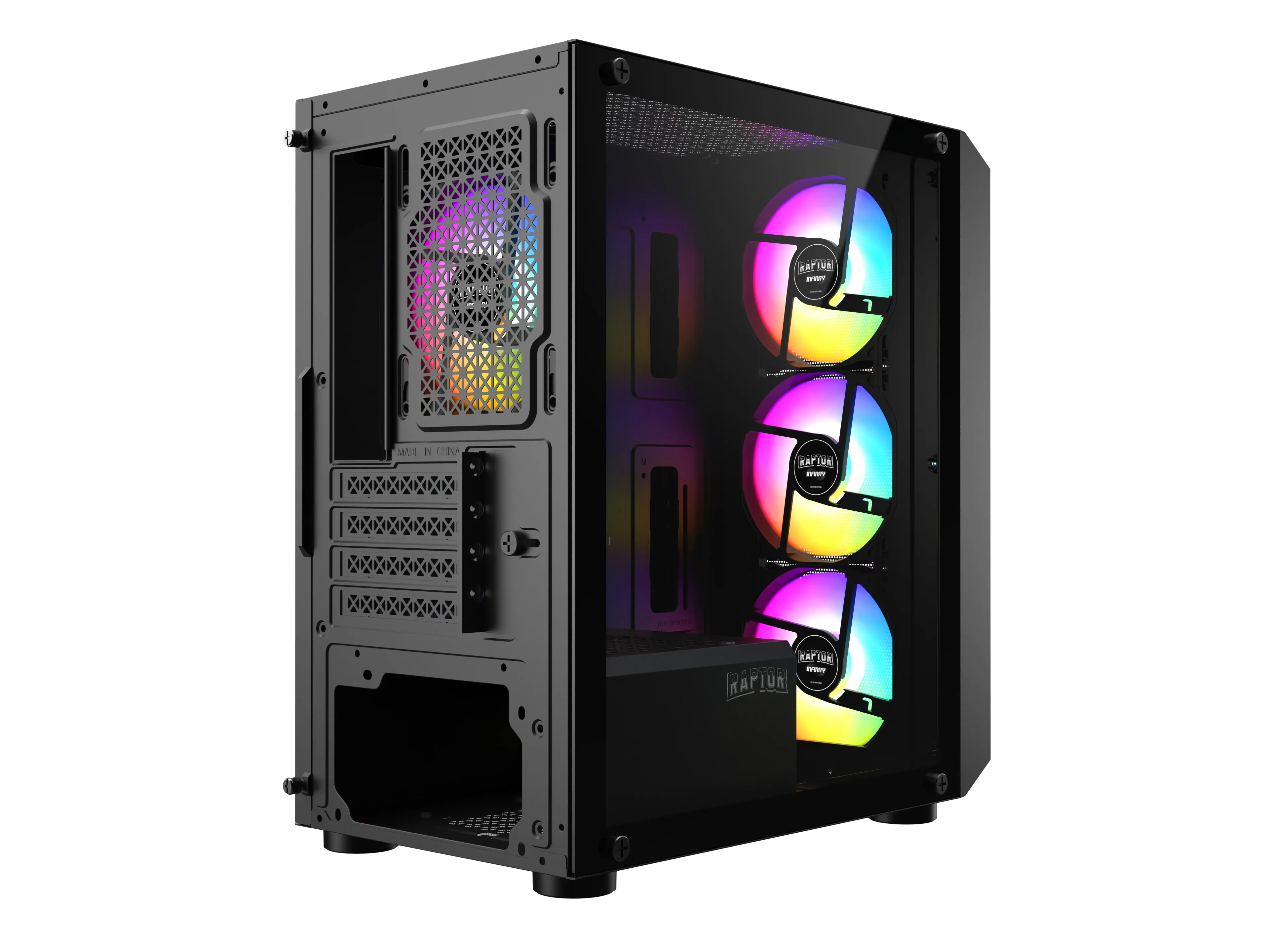 Gabinete Raptor Infinity Mesh Tg X2 Mid-tower Rgb Fan X4