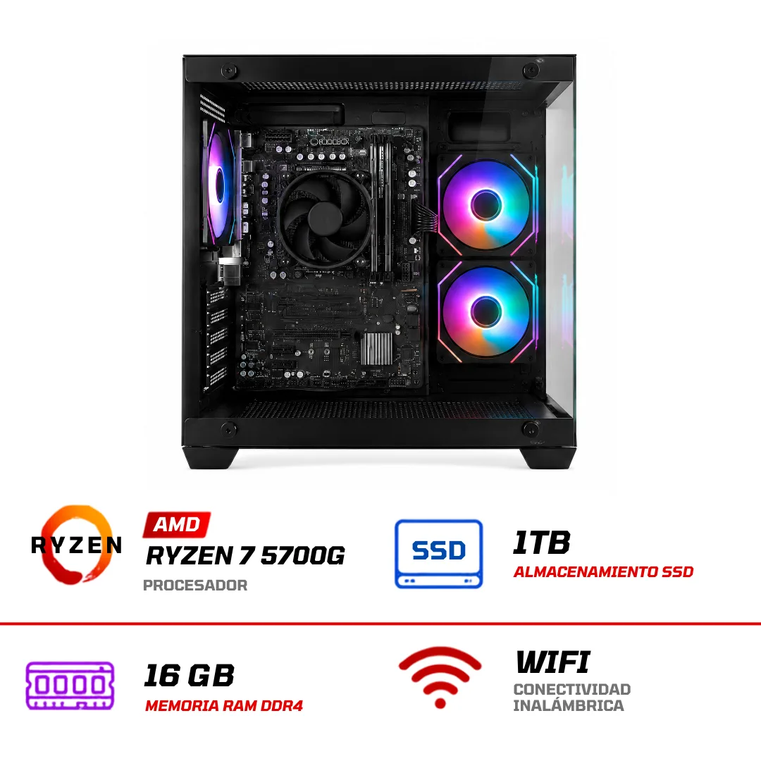 Noxi Gaming Pc Amd Ryzen 7 5700g | 16 Gb | 960gb Ssd | Wifi