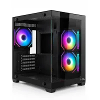 Gabinete Noxi Gaming Kubi Negro 3x120mm Argb Fans + Fuente 550w