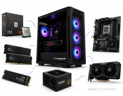 PC GAMER R5 5500 + A520M + 16GB 2X8 + RX 7600 + SSD SATA 480GB + 550W 80P + GABINETE GAMER RGB