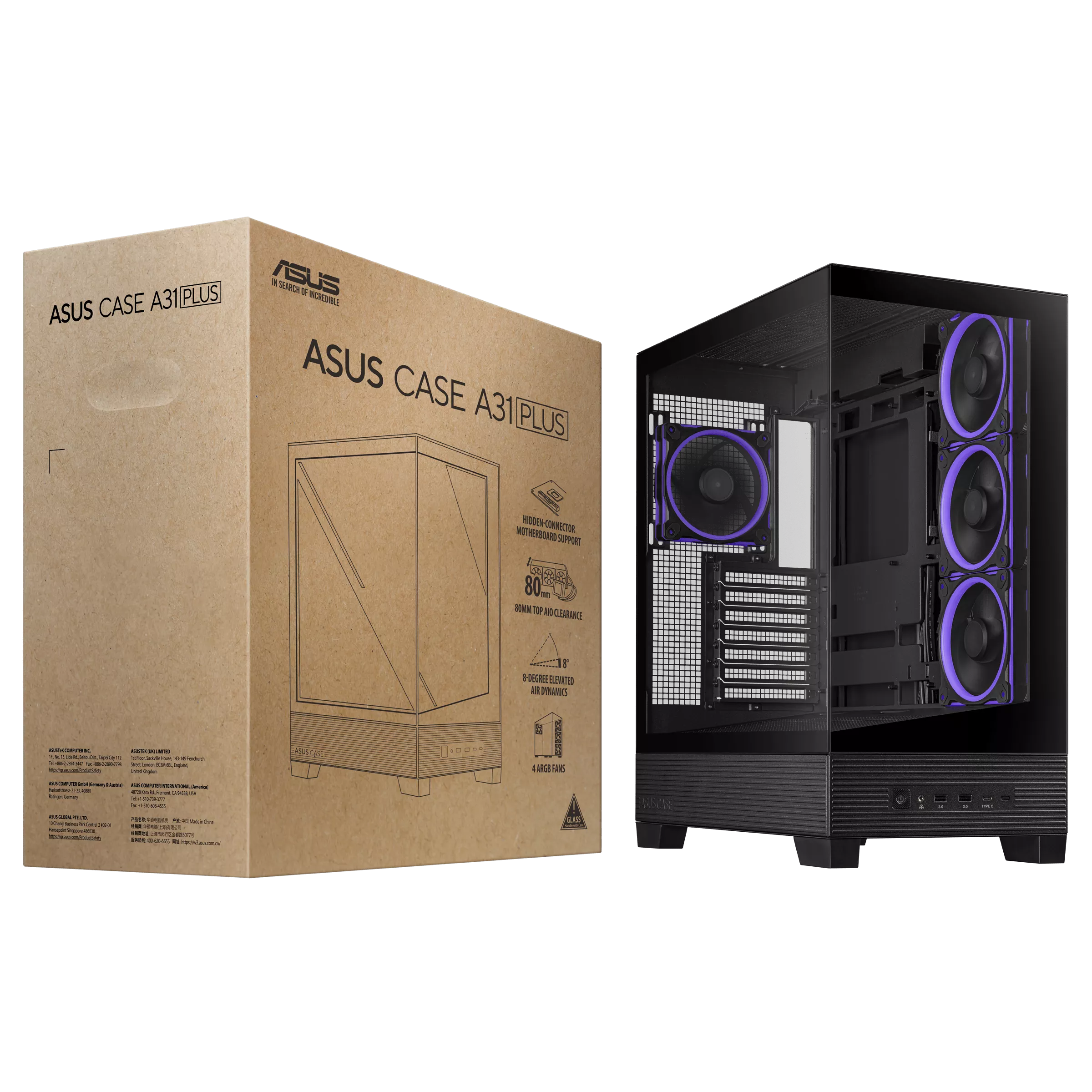 Gabinete Gamer Asus A31 Plus Tg Argb Black V Templado
