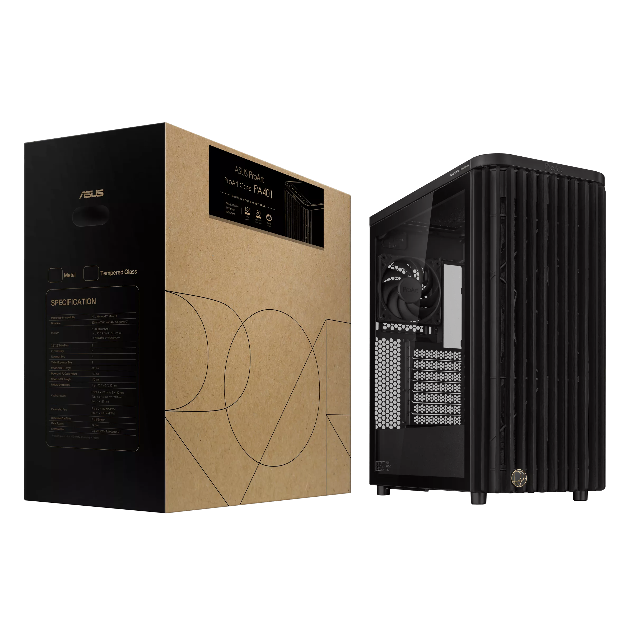 Gabinete Asus Pa401 Proart Wood E Black V Templado
