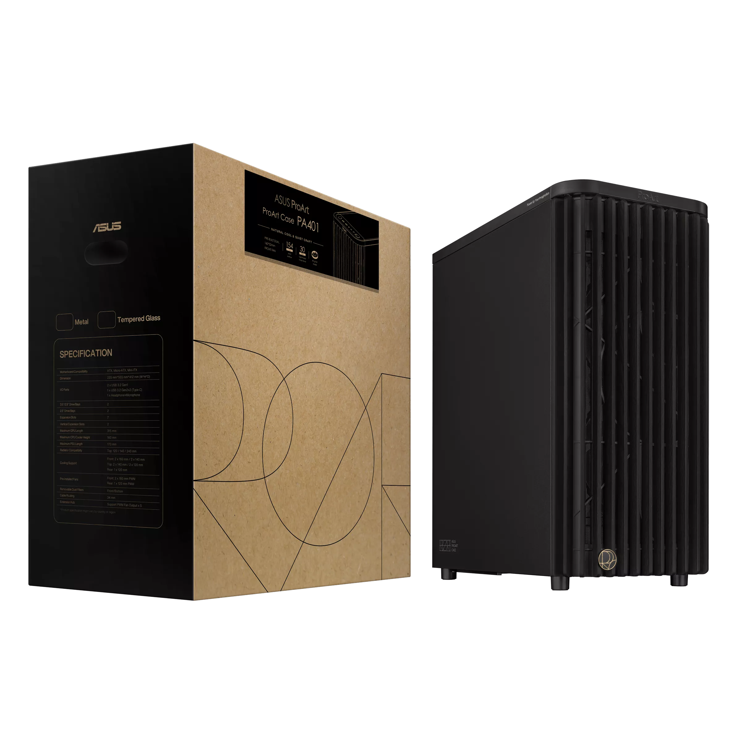 Gabinete Asus Pa401 Proart Wood Edition Metal Black
