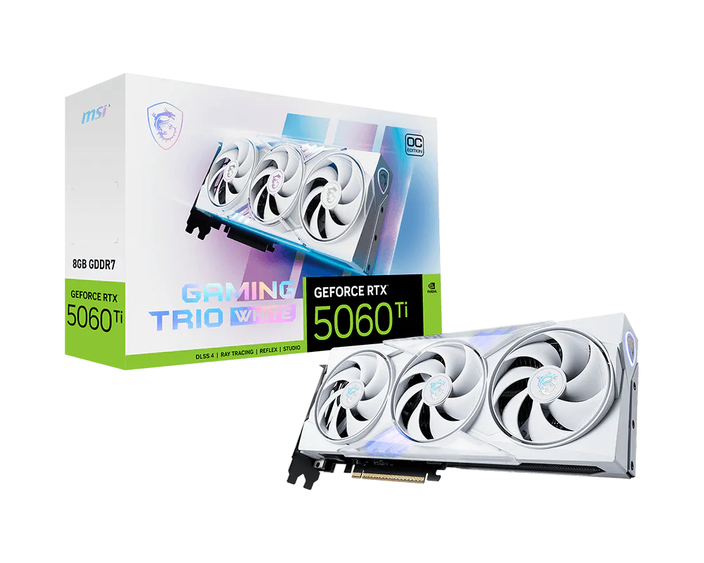 PLACA DE VIDEO MSI RTX 5060 TI GAMING TRIO WHITE 8GB OC