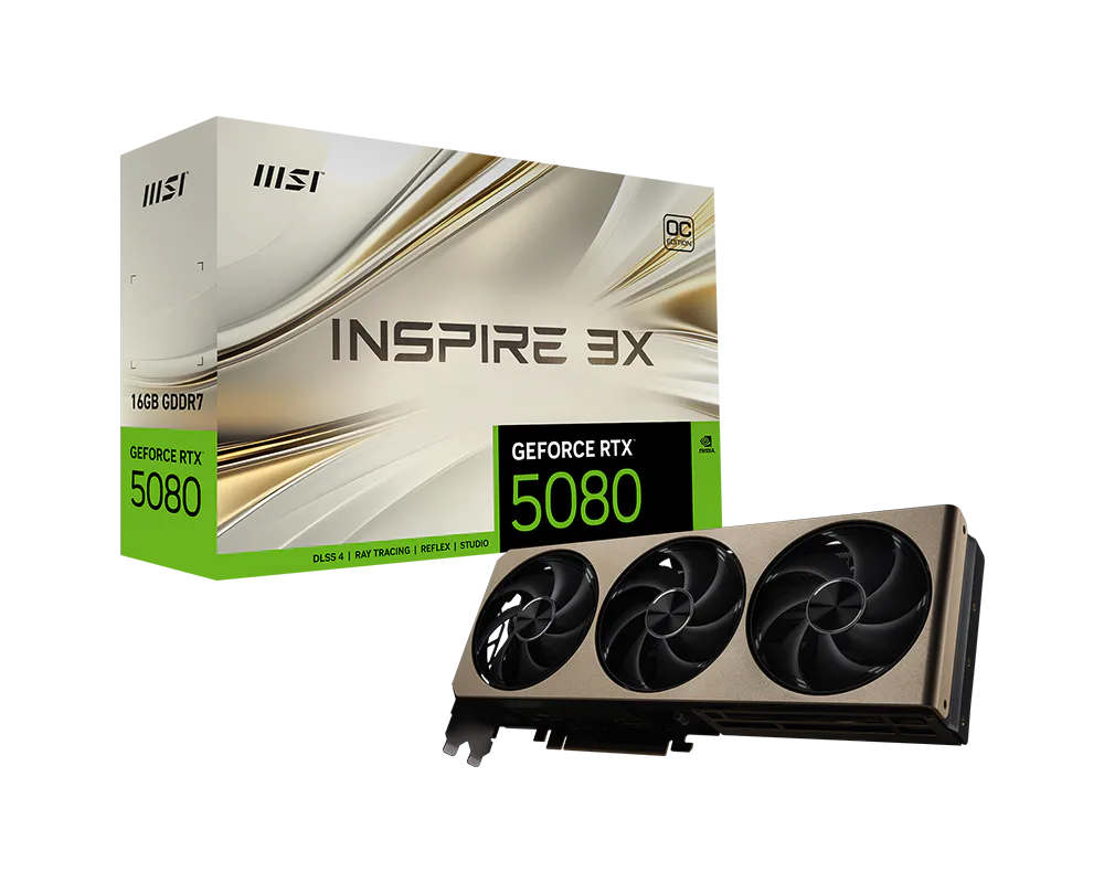 PLACA DE VIDEO MSI RTX 5080 INSPIRE 3X OC 16GB GDDR7