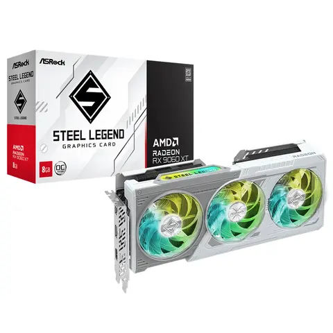 Placa De Video Asrock Rx9060xt 8gb Oc Steel Legend White