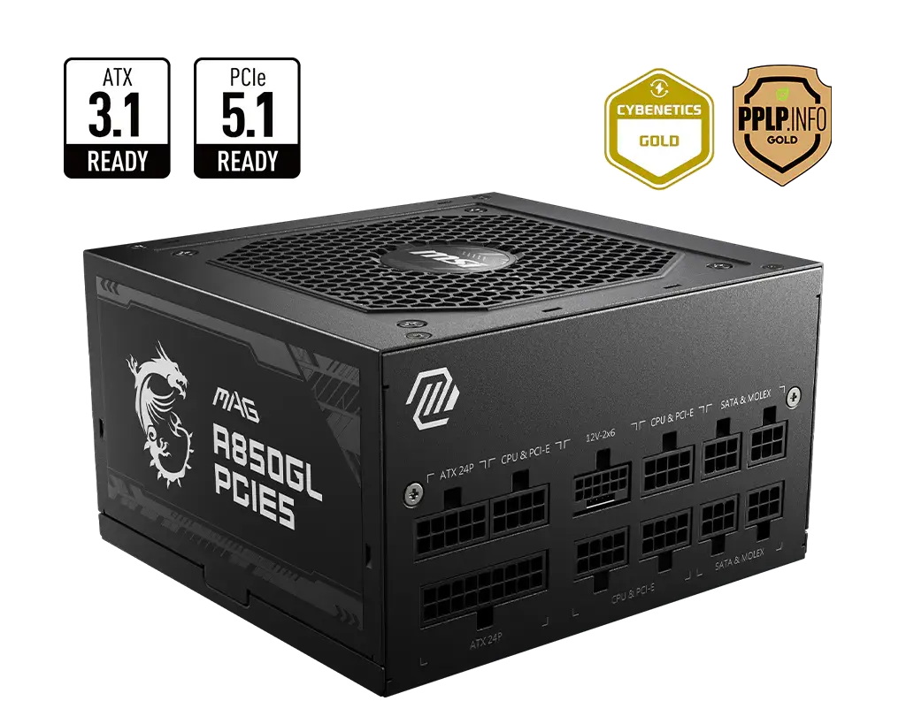 Fuente MSI MAG A850GL 850W 80 Plus Gold Full Modular PCIE 5.1 / ATX 3.1