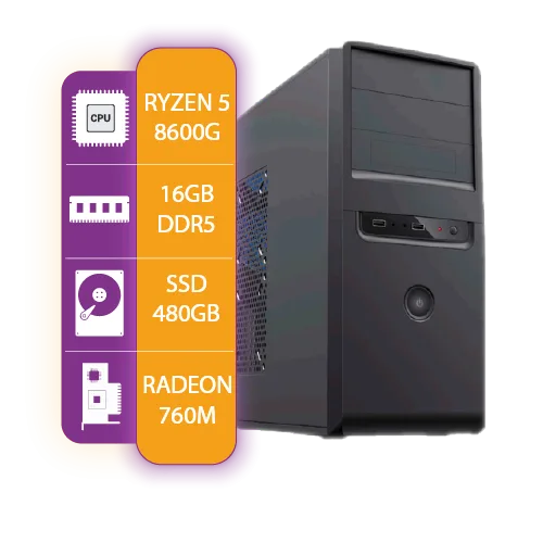 Pc Armada Gamer AMD Ryzen 5 8600G | 16GB RAM | SSD 480GB