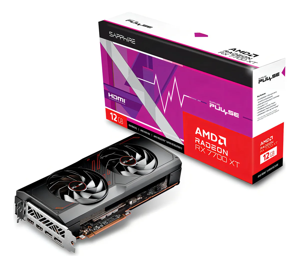 Placa De Video Sapphire Pulse Radeon Rx 7700 Xt 12gb Gddr6
