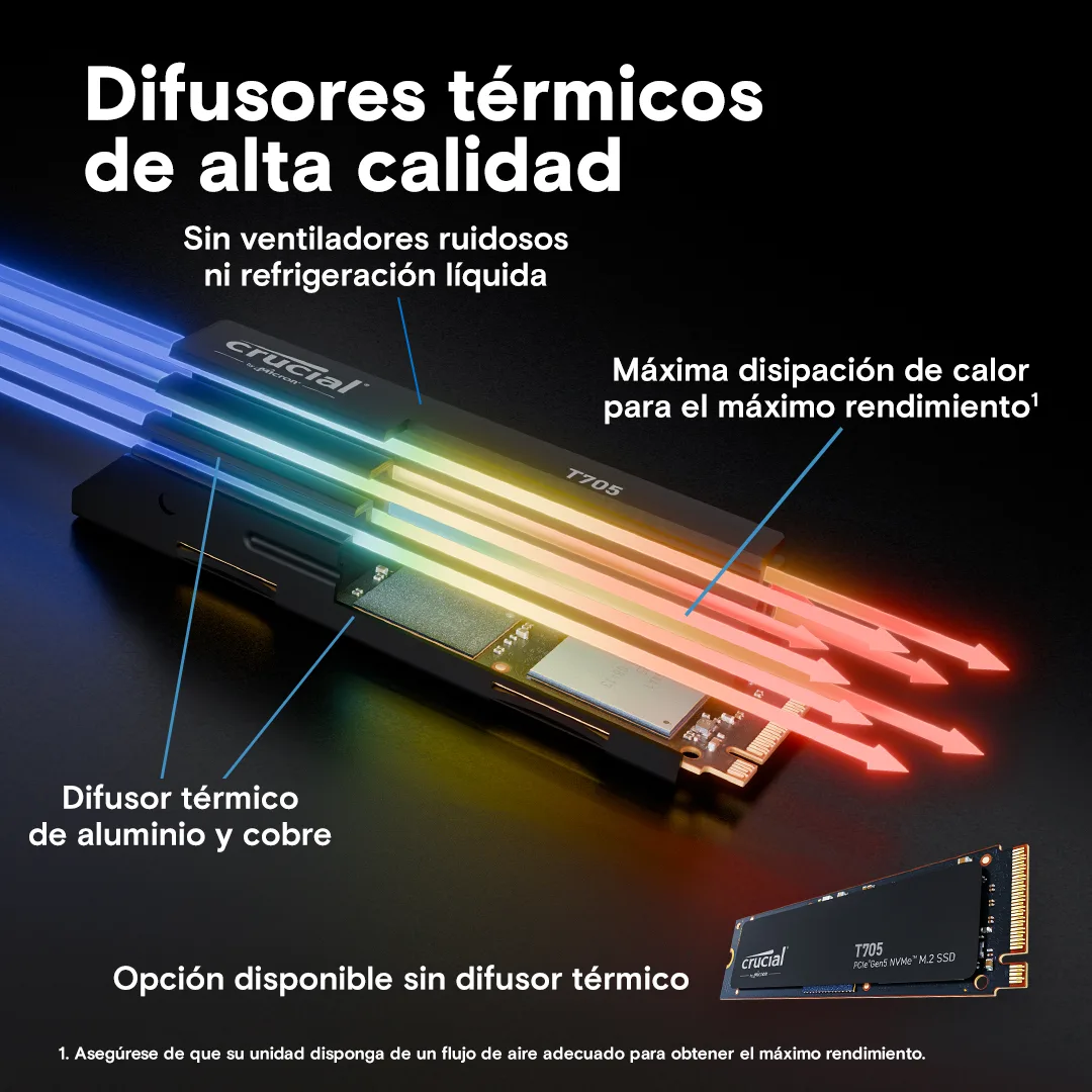 Disco Solido SSD NVMe 2TB Crucial T705 14500MB/s