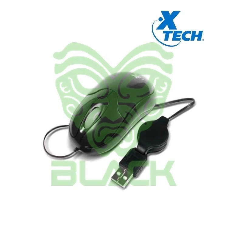 MOUSE X-TECH OPTICO CON CABLE RETRACTIL