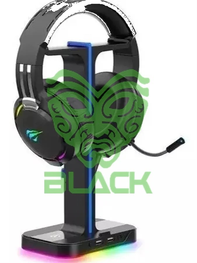 SOPORTE DOBLE P/AURICULAR C/RGB 2 PORT USB YUREI XTH-690