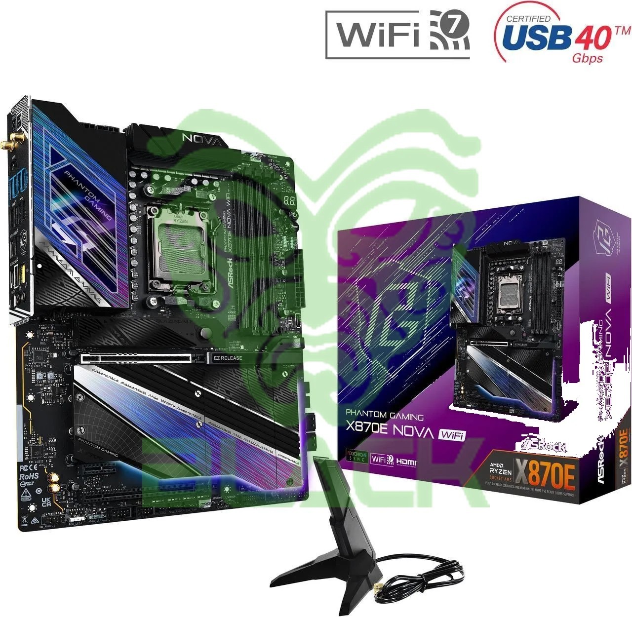 KIT MOTHER ASROCK X870E NOVA WIFI + PROCESADOR AMD RYZEN 7 7800X3D 5.0GHZ TURBO AM5 - NO INCLUYE COOLER