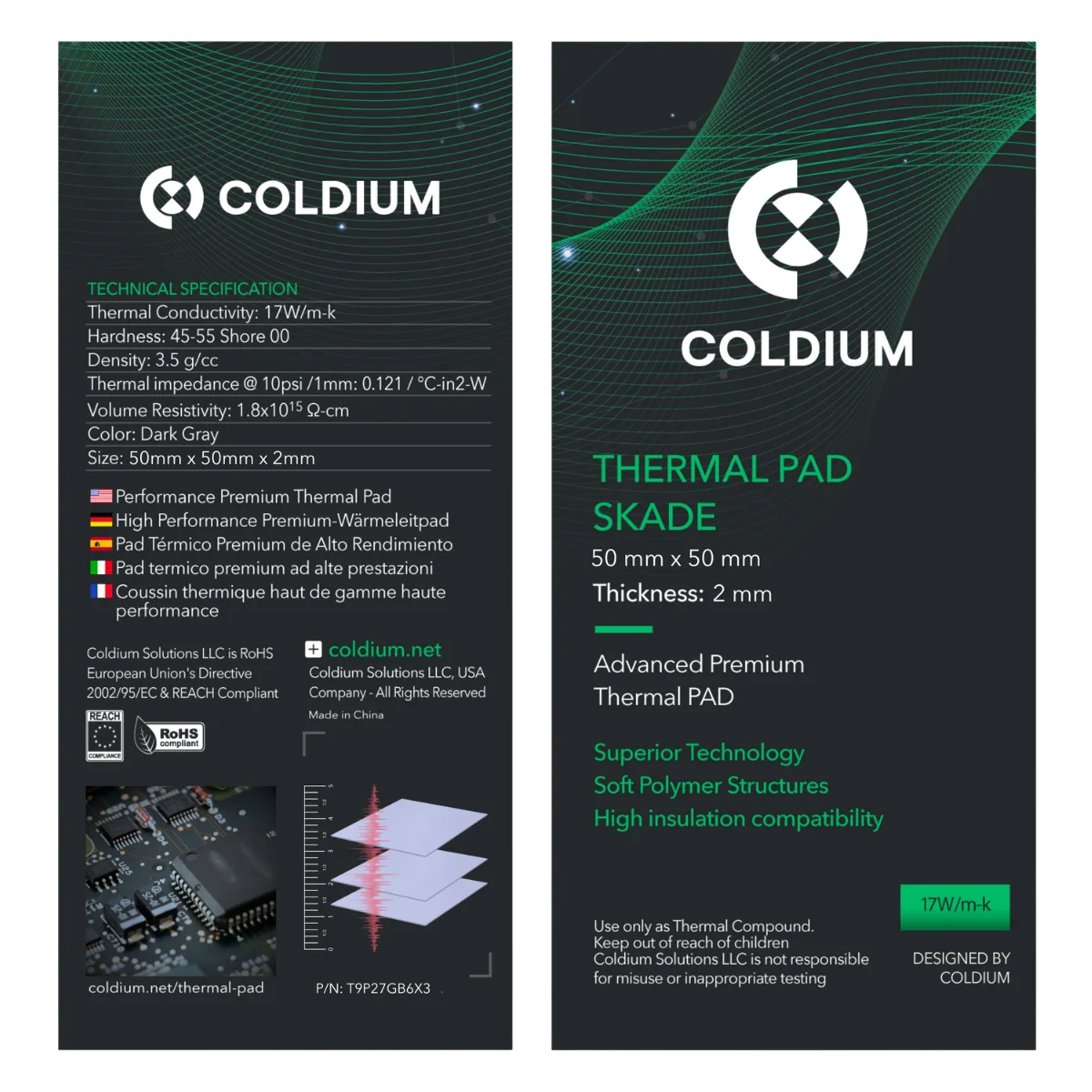 Thermal Pad Coldium Skade 50x50 2mm 17W/mk