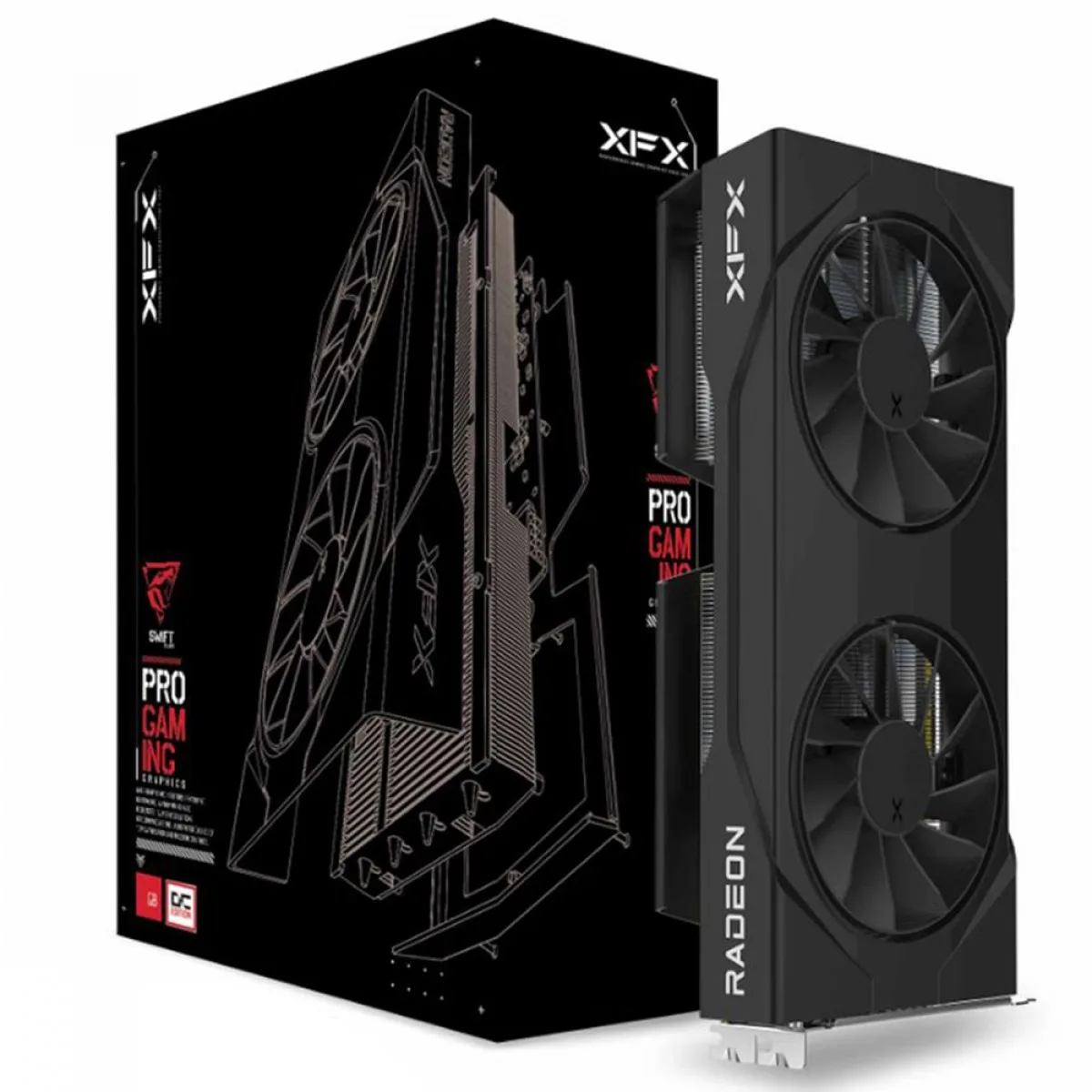 Placa De Video Xfx Radeon Rx 9060 8GB Gddr6  Swift Gaming Edition Oc Black Box