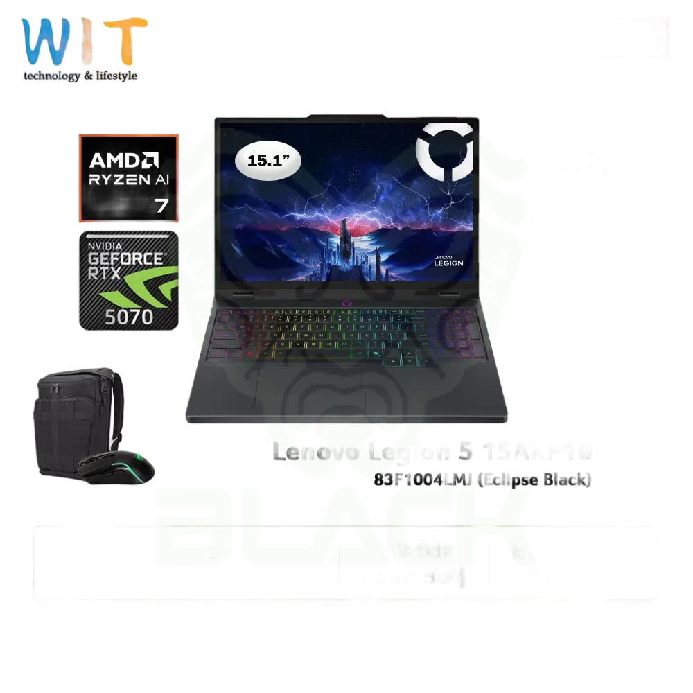 NOTEBOOK LENOVO LEGION 5 15AKP10 15.1" AMD RYZEN AI 7 350 24GB DDR5 SSD 1TB RTX 5070 8GB WIN11 83F1006RAR