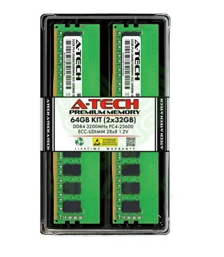 MEMORIA RAM DDR4 ECC A-TECH 64 GB KIT 3200 MHZ