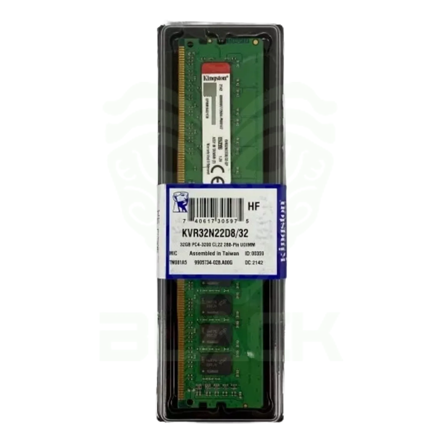 MEMORIA RAM UDIMM KINGSTON KVR 32GB DDR4 3200MHZ CL22 1.20V SINGLE NEGRO
