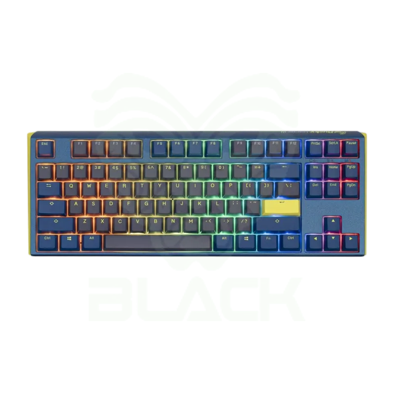 TECLADO MECANICO DUCKY ONE 3 TKL DAYBREAK TECLAS AZULES INTERRUPTOR AZUL INGLES PBT DOBLE DISPARO SIN COSTURAS ESTUCHE SUPERIOR AZUL ESTUCHE INFERIOR