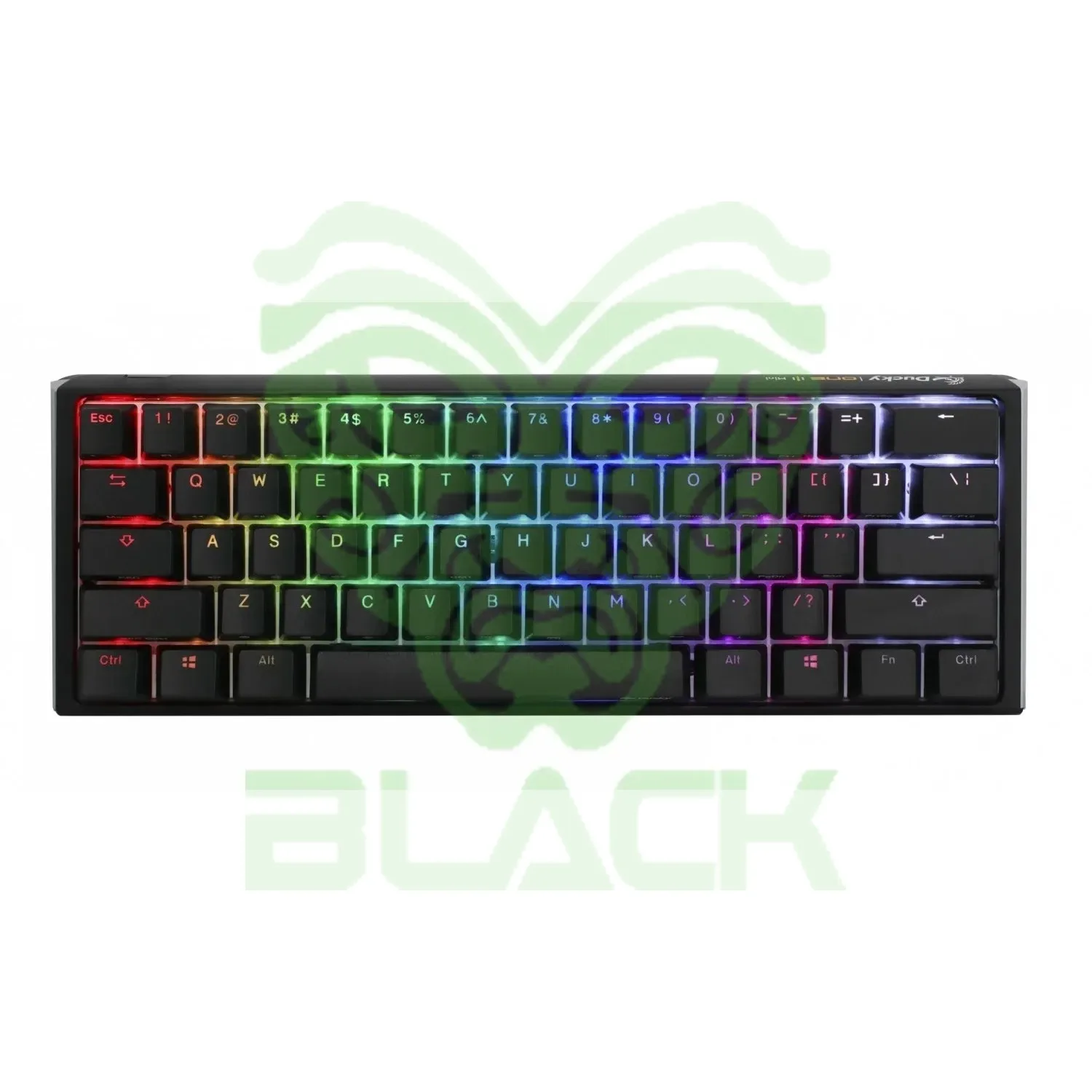 TECLADO MECANICO DUCKY ONE 3 MINI TECLAS NEGRAS INTERRUPTOR MARRON INGLES PBT DOBLE DISPARO SIN COSTURAS NEGRO Y BLANCO