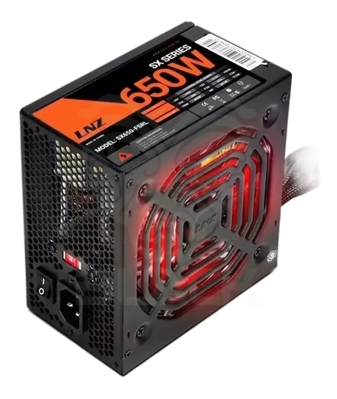 FUENTE PC LNZ 600W SX600-TS COOLER NEGRA, FAN RED BY