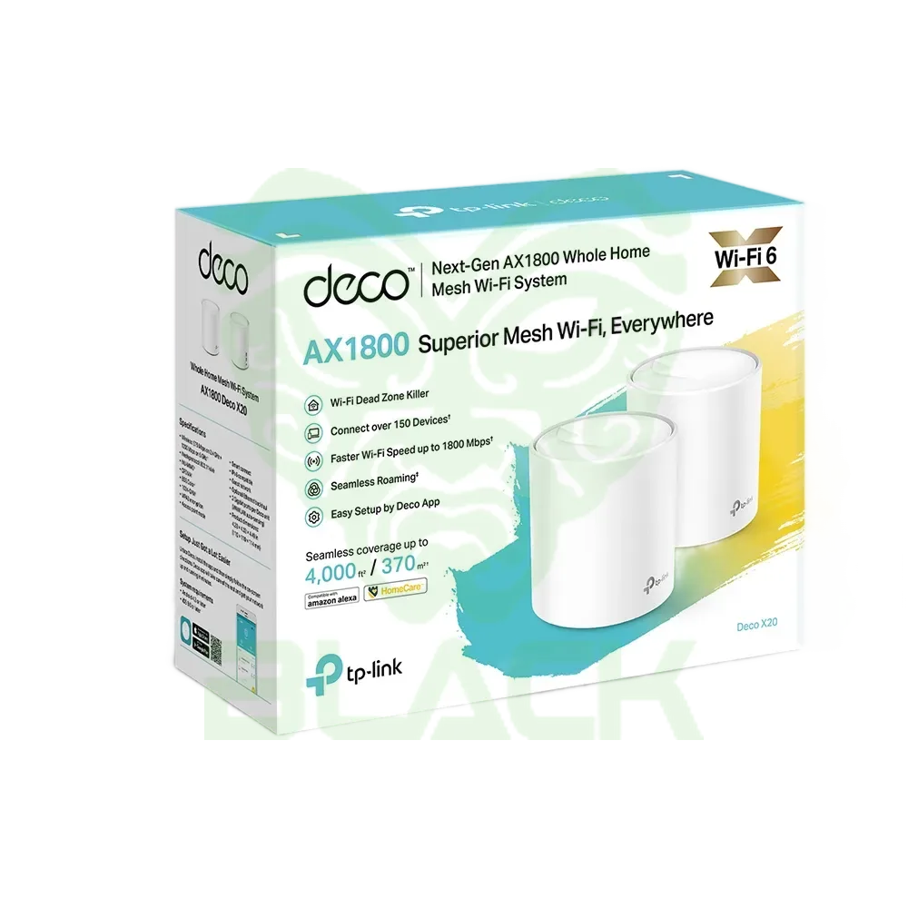 ROUTER MESH TP-LINK DECO X20 AX1800 WIFI 6 DE DOBLE BANDA LOW LATENCY PACK 2