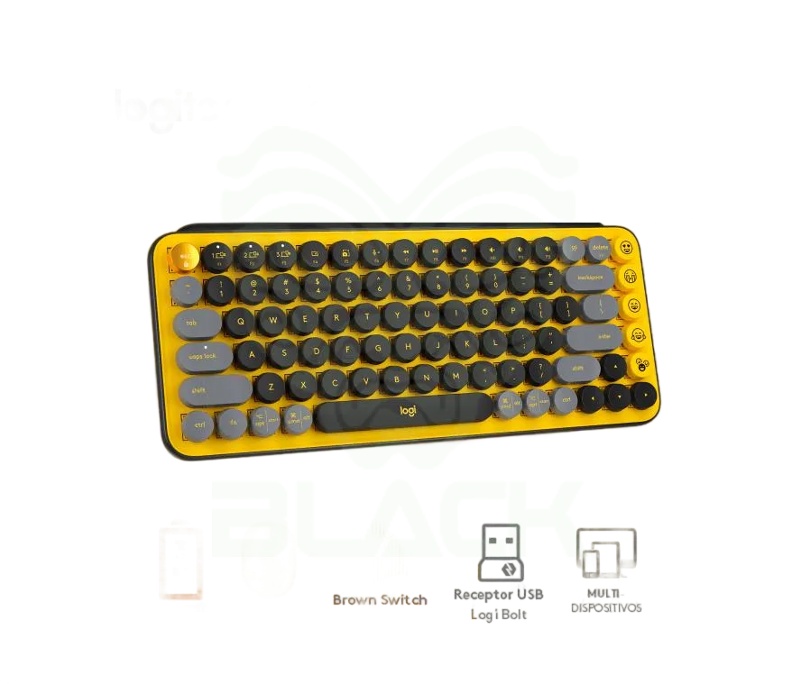 TECLADO LOGITECH POP EMOJI YELLOW WIRELESS 2.4GHZ - BT