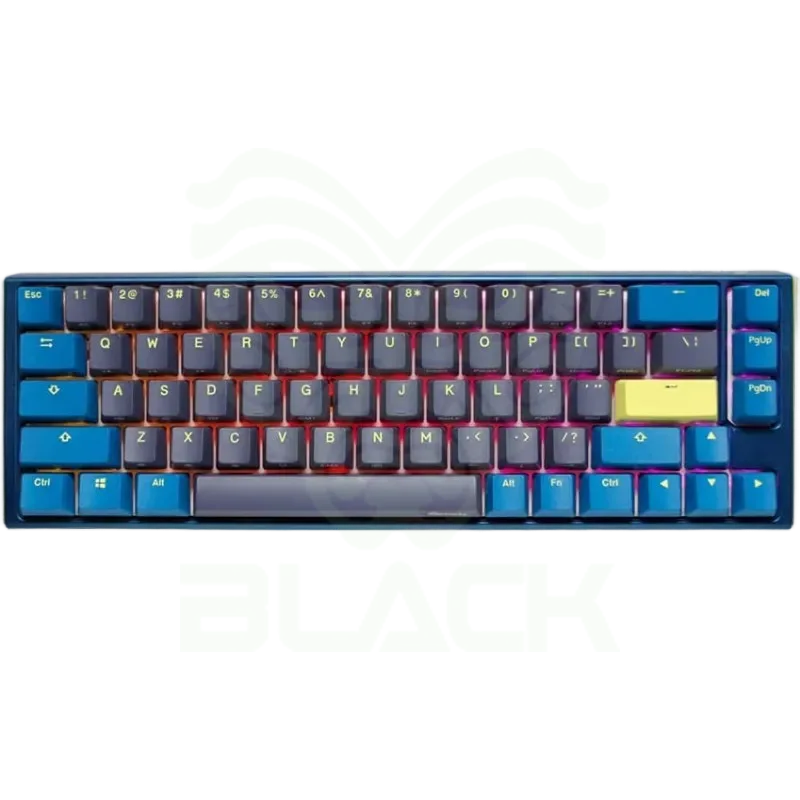 TECLADO MECANICO DUCKY ONE 3 DAYBREAK MINI TECLAS AZULES CLEAR SWITCH INGLES PBT DOBLE DISPARO SIN COSTURAS CAJA SUPERIOR AZUL CAJA INFERIOR GRIS CAJA