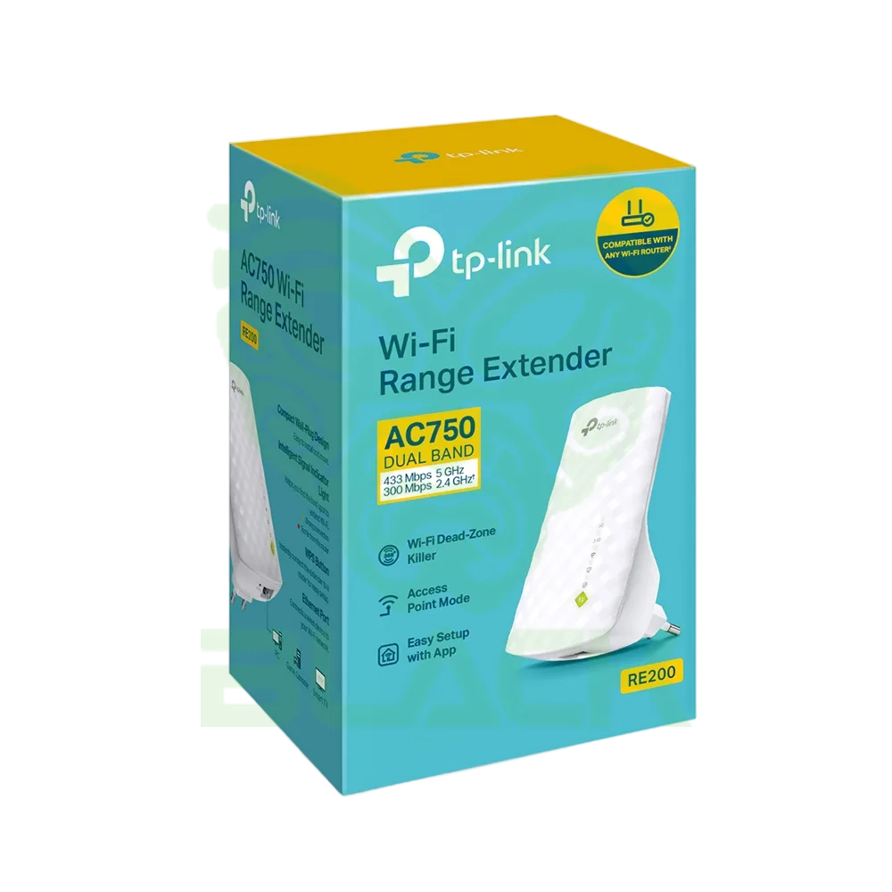 EXTENSOR DE RED TP-LINK RE200 AC750 WIFI DUAL BAND 750MBPS