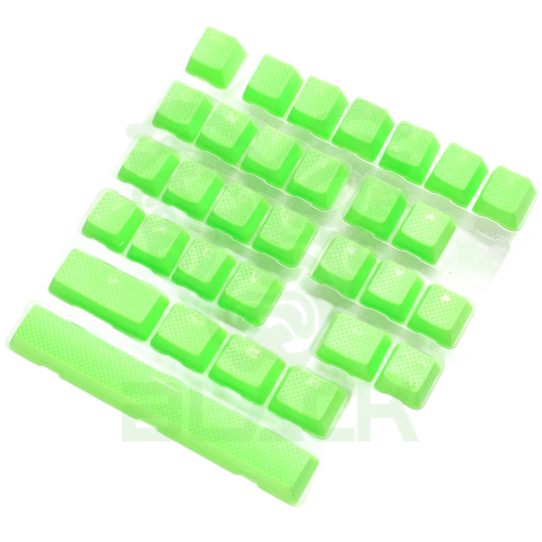 SET 31 TECLAS DUCKY VERDE GOMA RUGOSAS GAMER TRASLUCIDAS