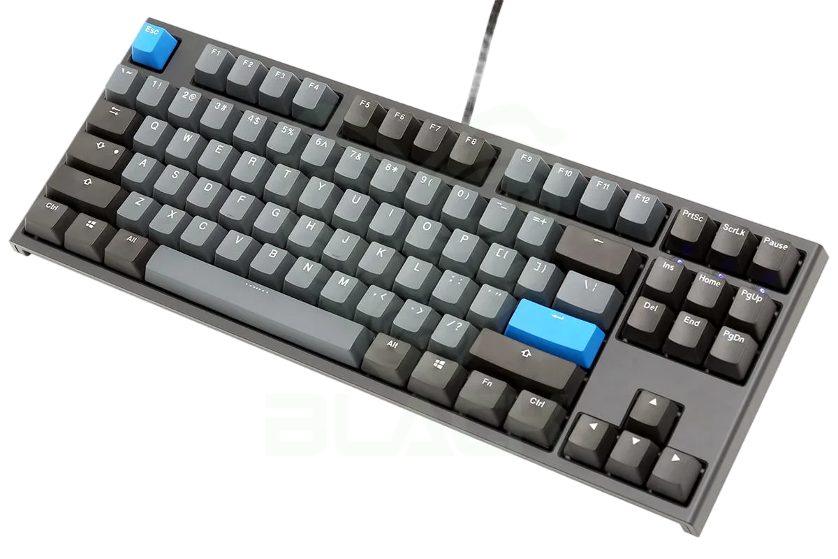 TECLADO MECANICO DUCKY ONE 2 TKL SKYLINE TECLAS GRIS OSCURO INTERRUPTOR ROJO INGLES PBT DOBLE DISPARO SIN COSTURAS ESTUCHE GRIS SIN LED