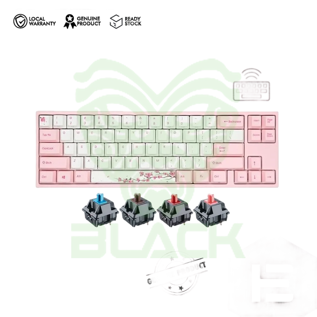 TECLADO MECANICO DUCKY MIYA PRO SAKURA V2 SWITCH CHERRY MX BROWN INGLES PBT ILUMINACION LED BLANCO