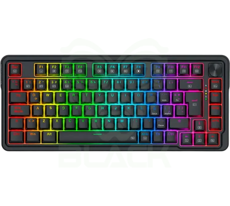 TECLADO MECANICO REDRAGON K673 UCAL PRO WIRELESS 2.4GHZ BLUETOOTH 75% SWITCH LINEAR RED BLACK RGB ESP