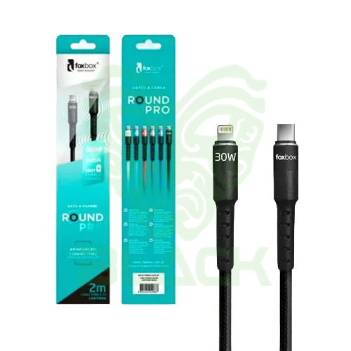 CABLE ROUND FOXBOX 2M LIGHTNING NEGRO