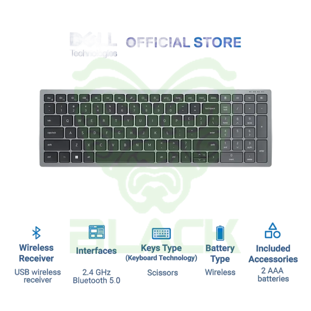DELL COMPACT MULTI-DEVICE WIRELESS KEYBOARD KB740 ...