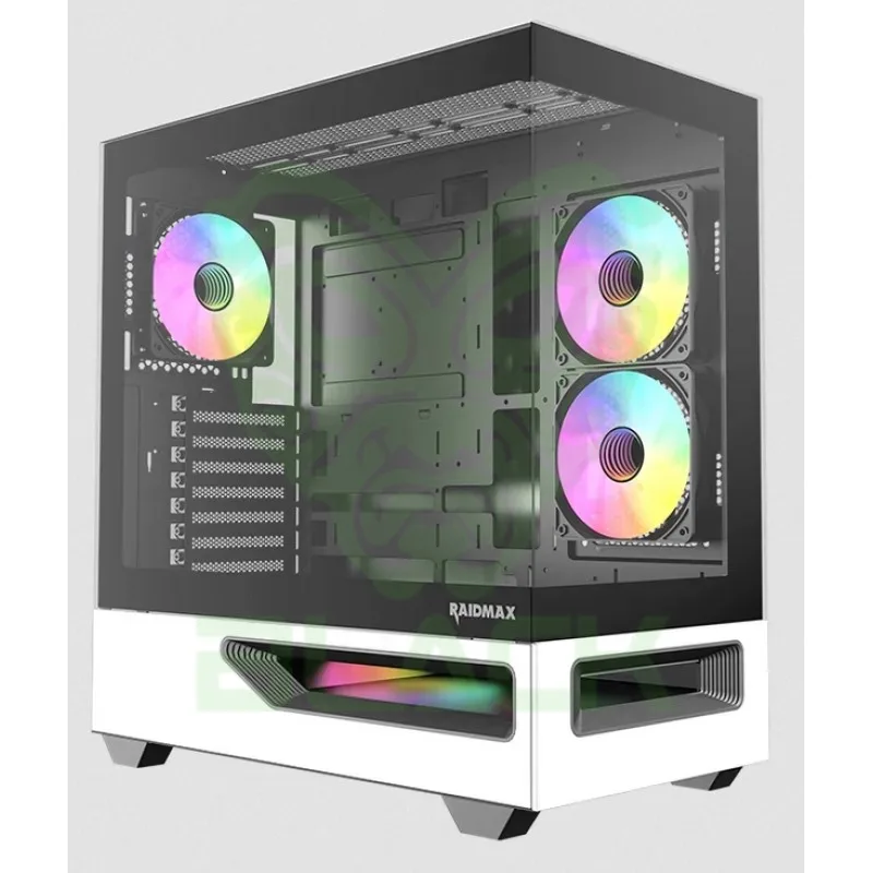 GABINETE GAMER RAIDMAX HURRIKAN H200 E-ATX ARGB PWM WHITE/BLACK