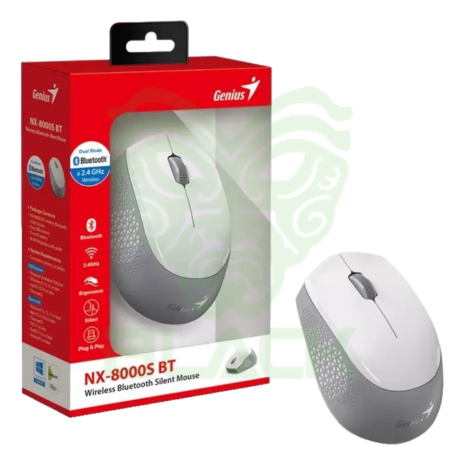 MOUSE GENIUS NX-8000SBT WHITE WIRELESS + BLUETOOTH