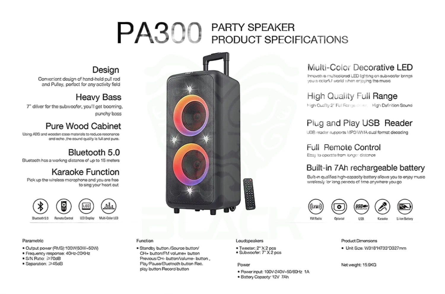 PARLANTE FYD FENDA PA300 BLACK