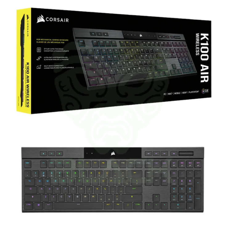 TECLADO GAMER CORSAIR RGB ULTRADELGADO K100 AIR WIRELESS CHERRY MX ULTRA LOW PROFILE