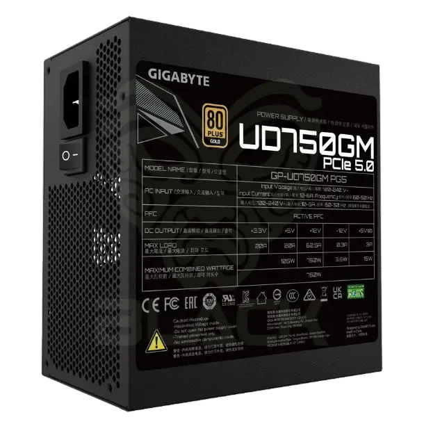 FUENTE GAMER GIGABYTE 750W 80 V2 GOLD MODULAR