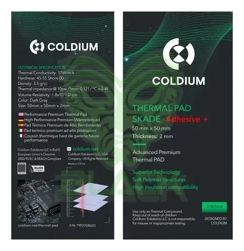 THERMAL PAD COLDIUM SKADE 50X50 2MM 17W/MK
