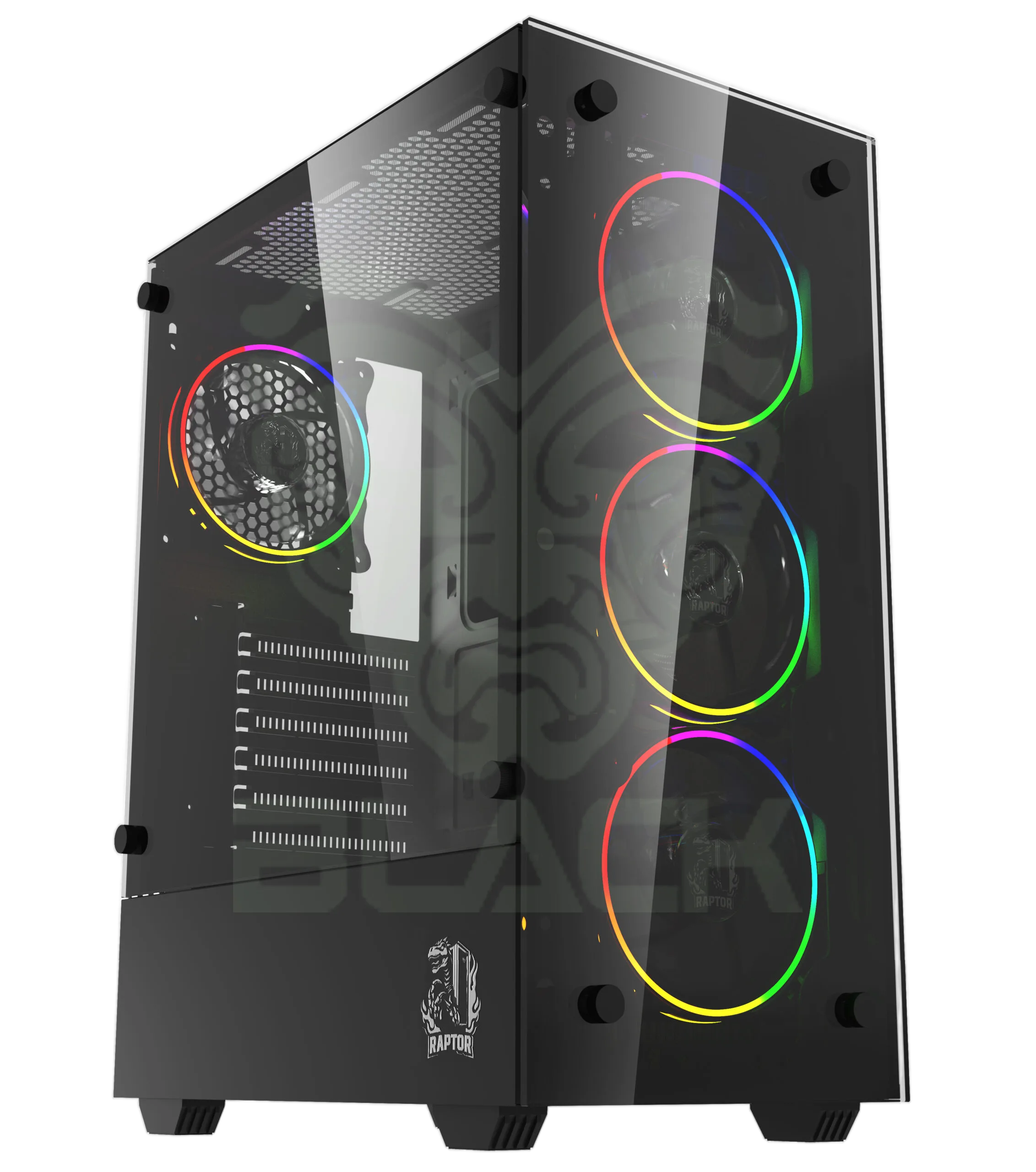 GABINETE RAPTOR SENTINEL TG MID-TOWER RGB FAN X4 W/BUTTON CONTROL