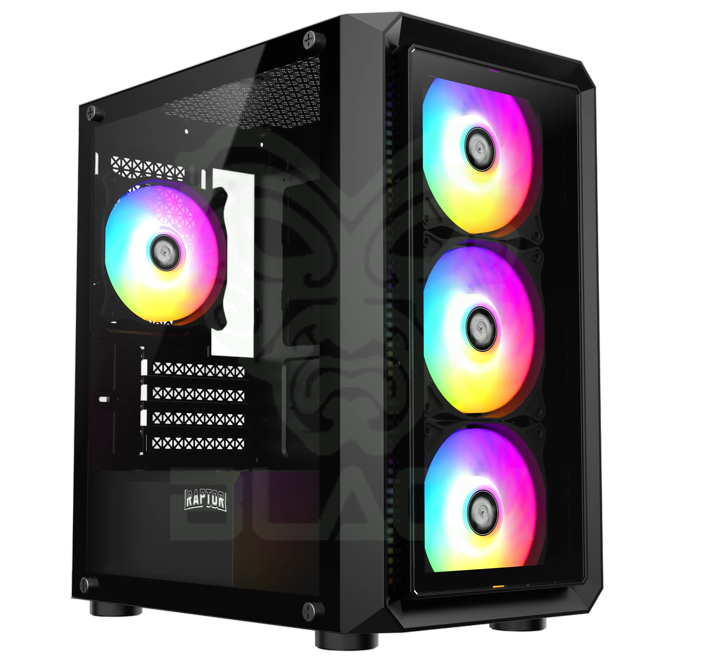 GABINETE RAPTOR INFINITY GLASS TG X2 MID-TOWER RGB FAN X4