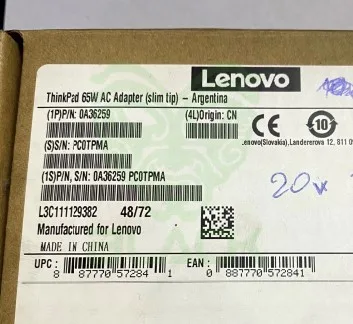 CARGADOR LENOVO 20V - 3.25A